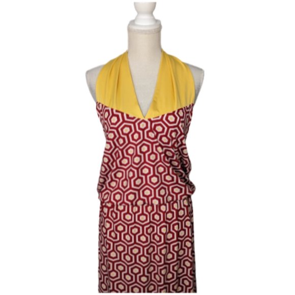 Mud Pie Gameday Burgundy and Gold Leighton Maxi Dress L - Picture 2 of 10